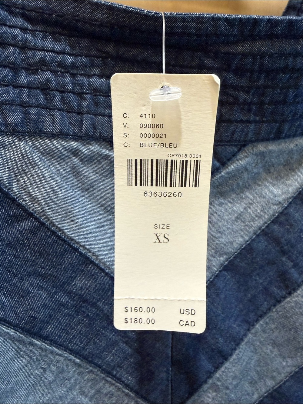 NWT Anthropologie Love the Label XS Chambray/Denim Smocked Full-Sleeved Blouse - Picture 4 of 14